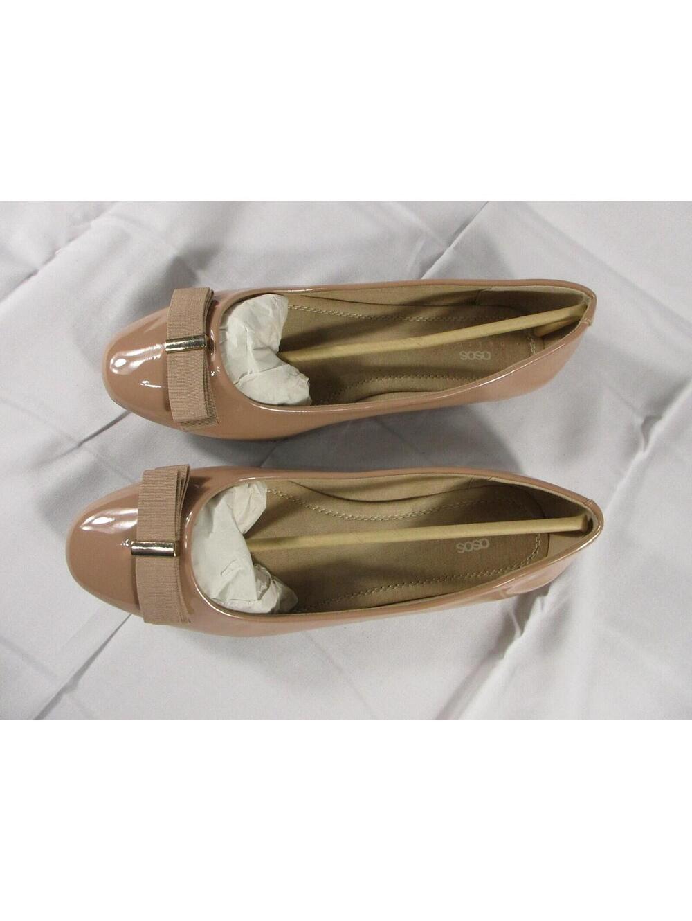 Asos Design Womens Wide Fit Luna Bow Ballet Flats Beige Size US9 UK7 - Picture 2 of 8